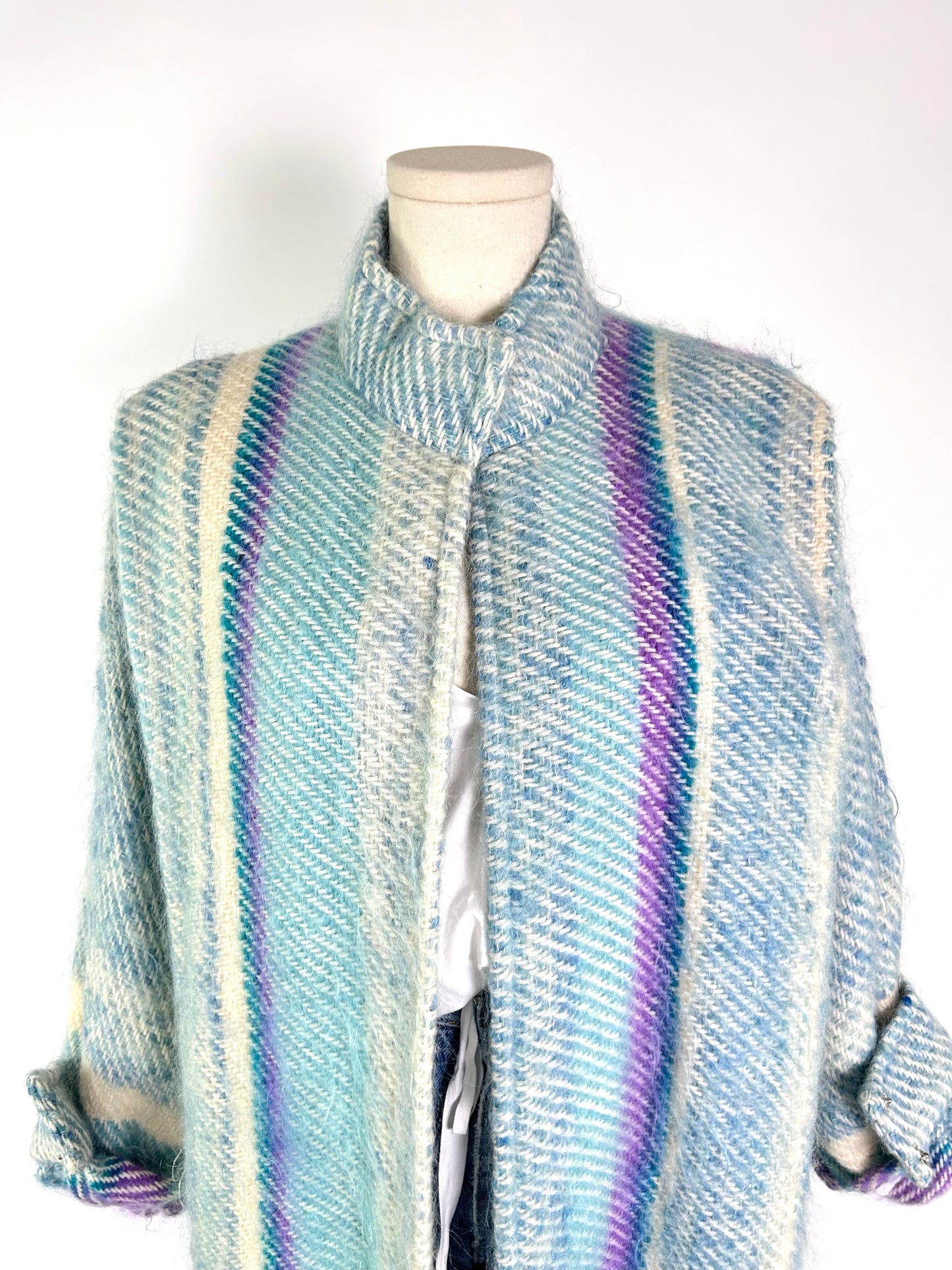 Vintage Woven Pastel Mohair French Coat