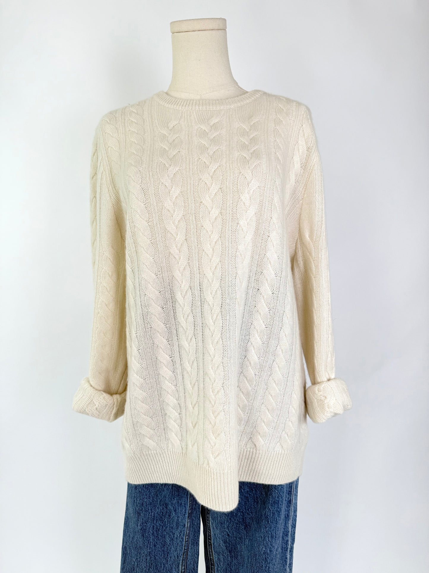 Nordstrom Cashmere Cream Cable Knit Sweater