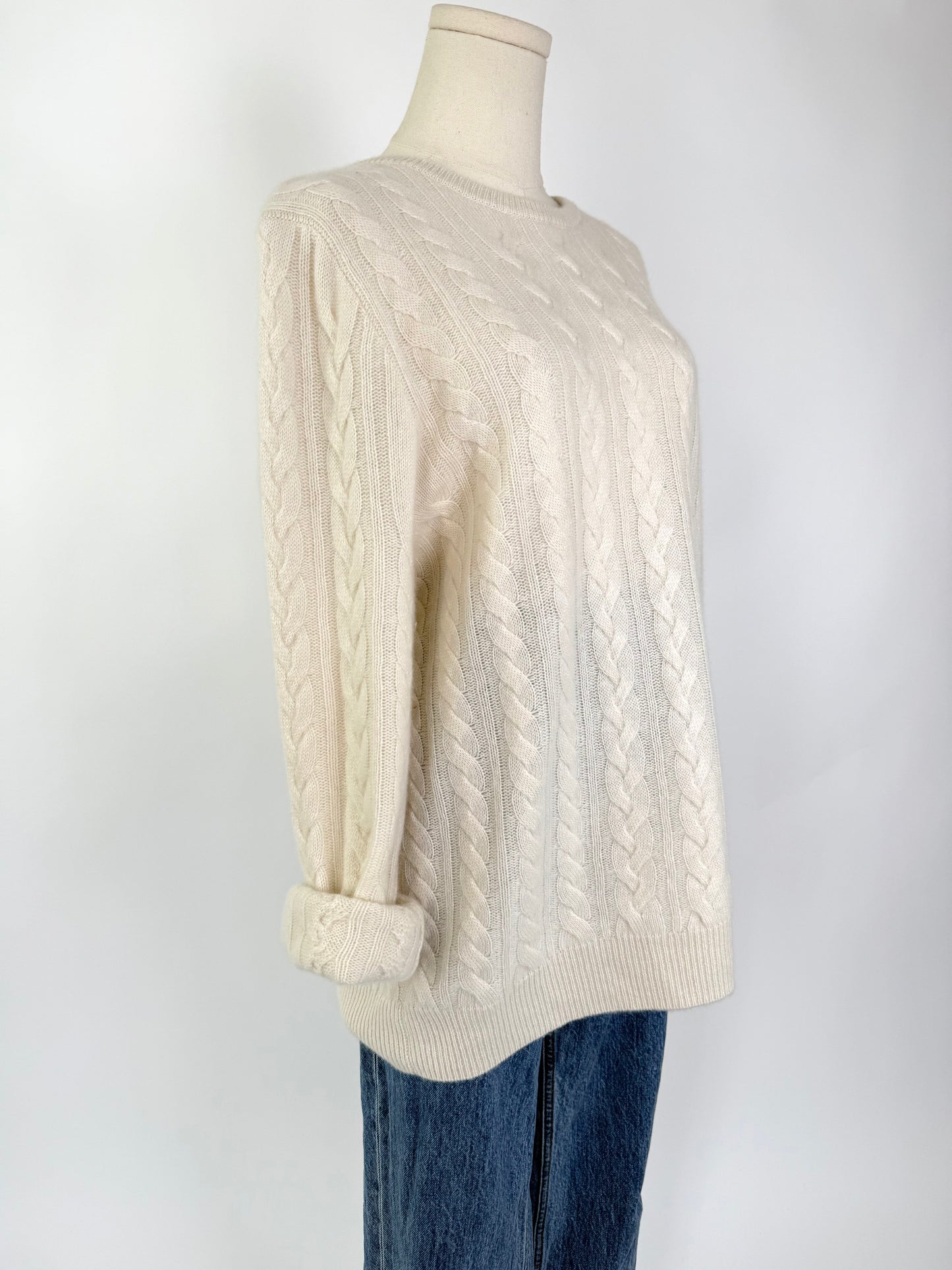 Nordstrom Cashmere Cream Cable Knit Sweater