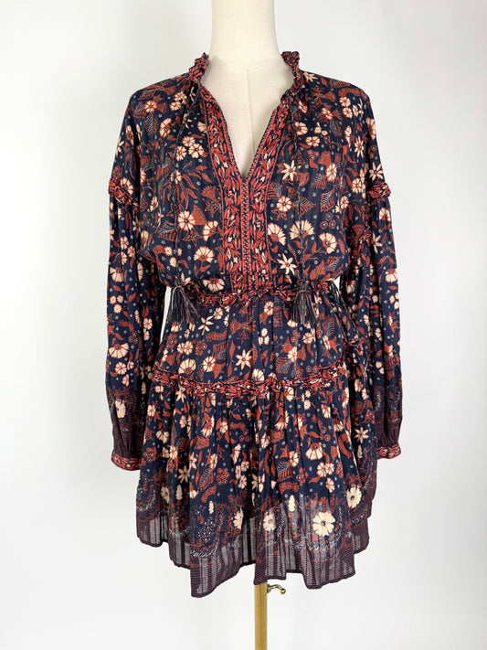 Ulla Johnson Navy Rust Floral Dress