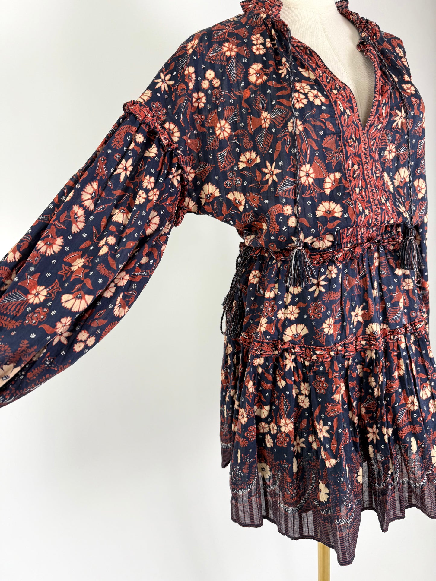 Ulla Johnson Navy Rust Floral Dress