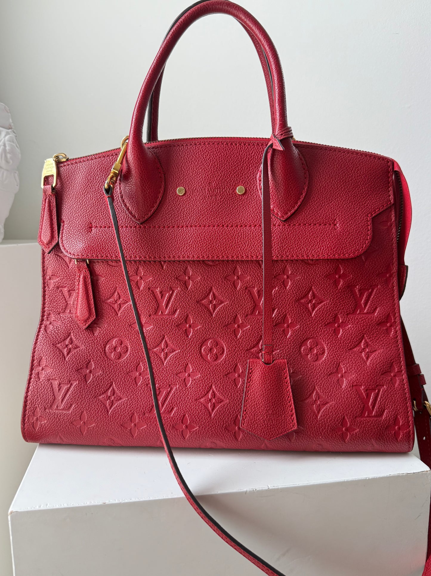 Louis Vuitton Pont Neuf MM Monogram Empreiente Leather Red