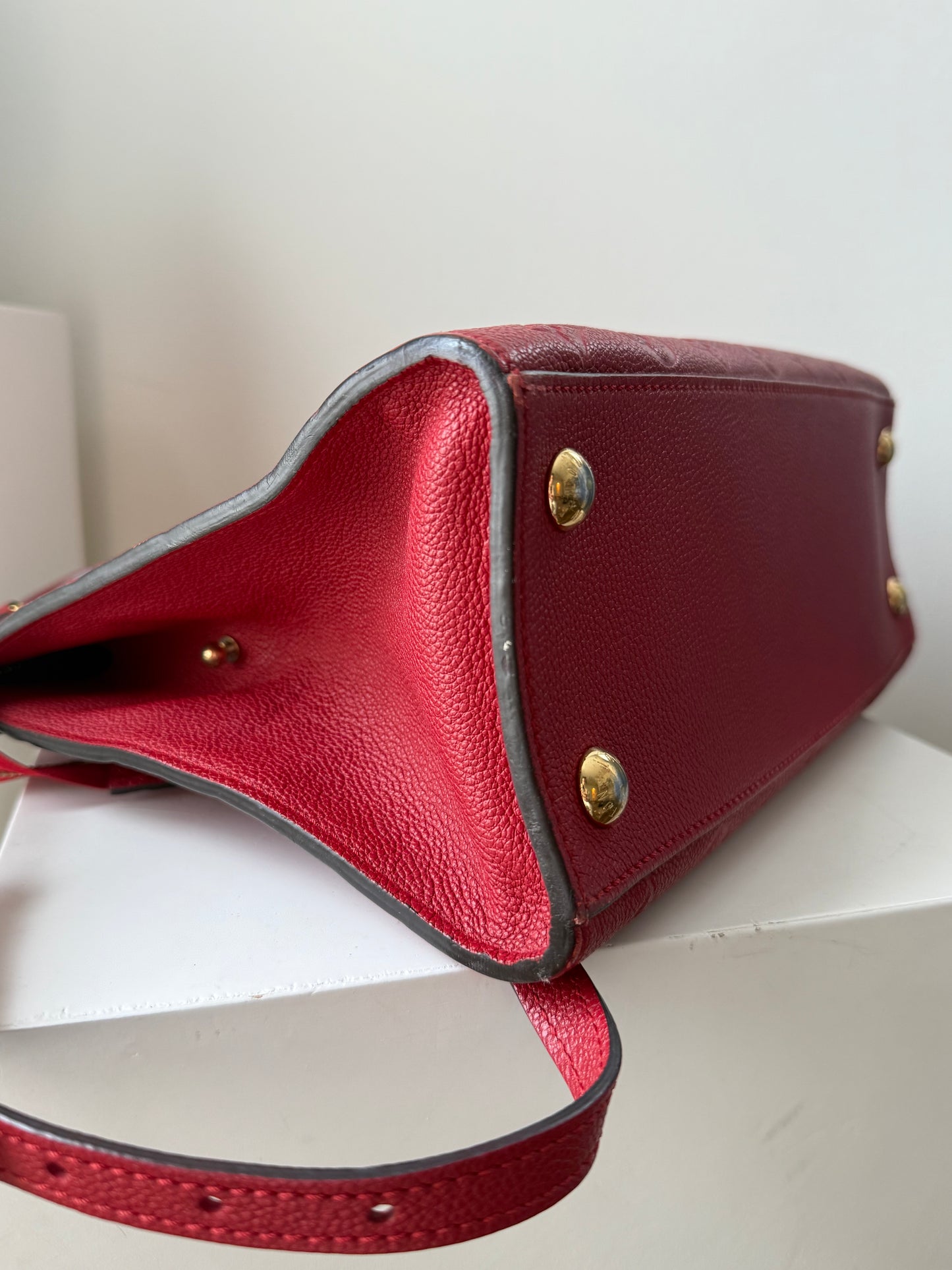 Louis Vuitton Pont Neuf MM Monogram Empreiente Leather Red