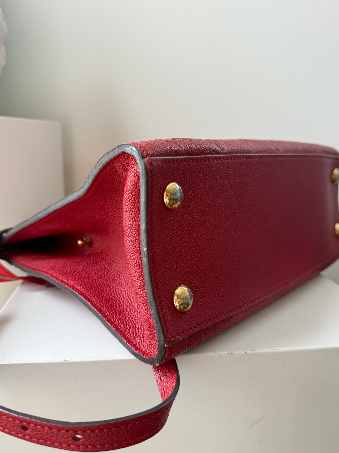 Louis Vuitton Pont Neuf MM Monogram Empreiente Leather Red