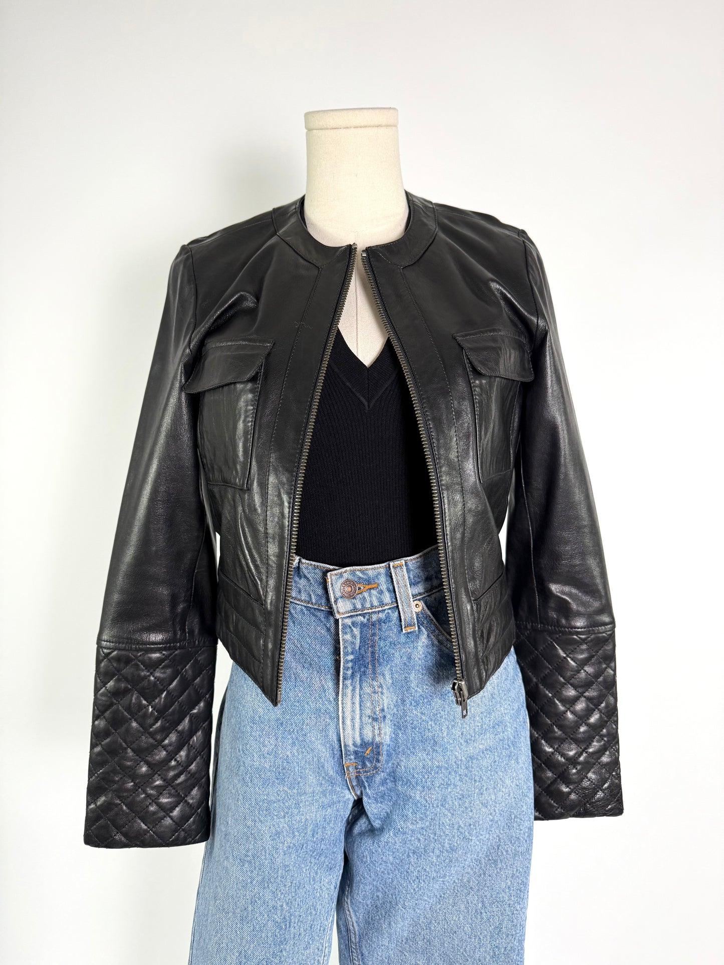 Trouve Black Quilted Leather Jacket