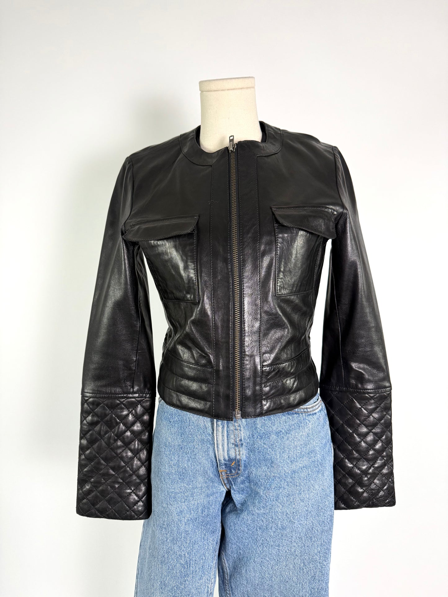 Trouve Black Quilted Leather Jacket