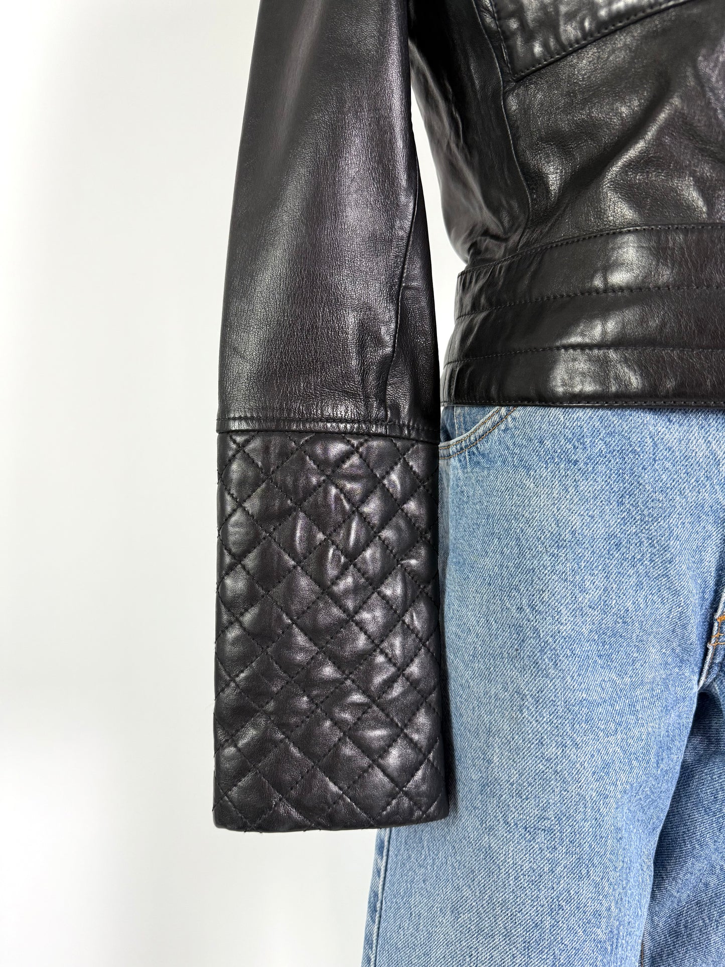 Trouve Black Quilted Leather Jacket