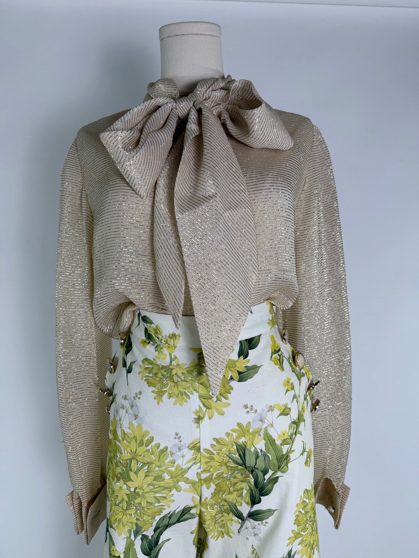 Vintage Button up Blouse with Neck tie