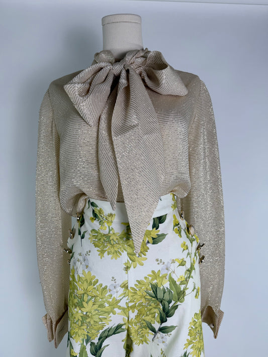 Vintage Button up Blouse with Neck tie