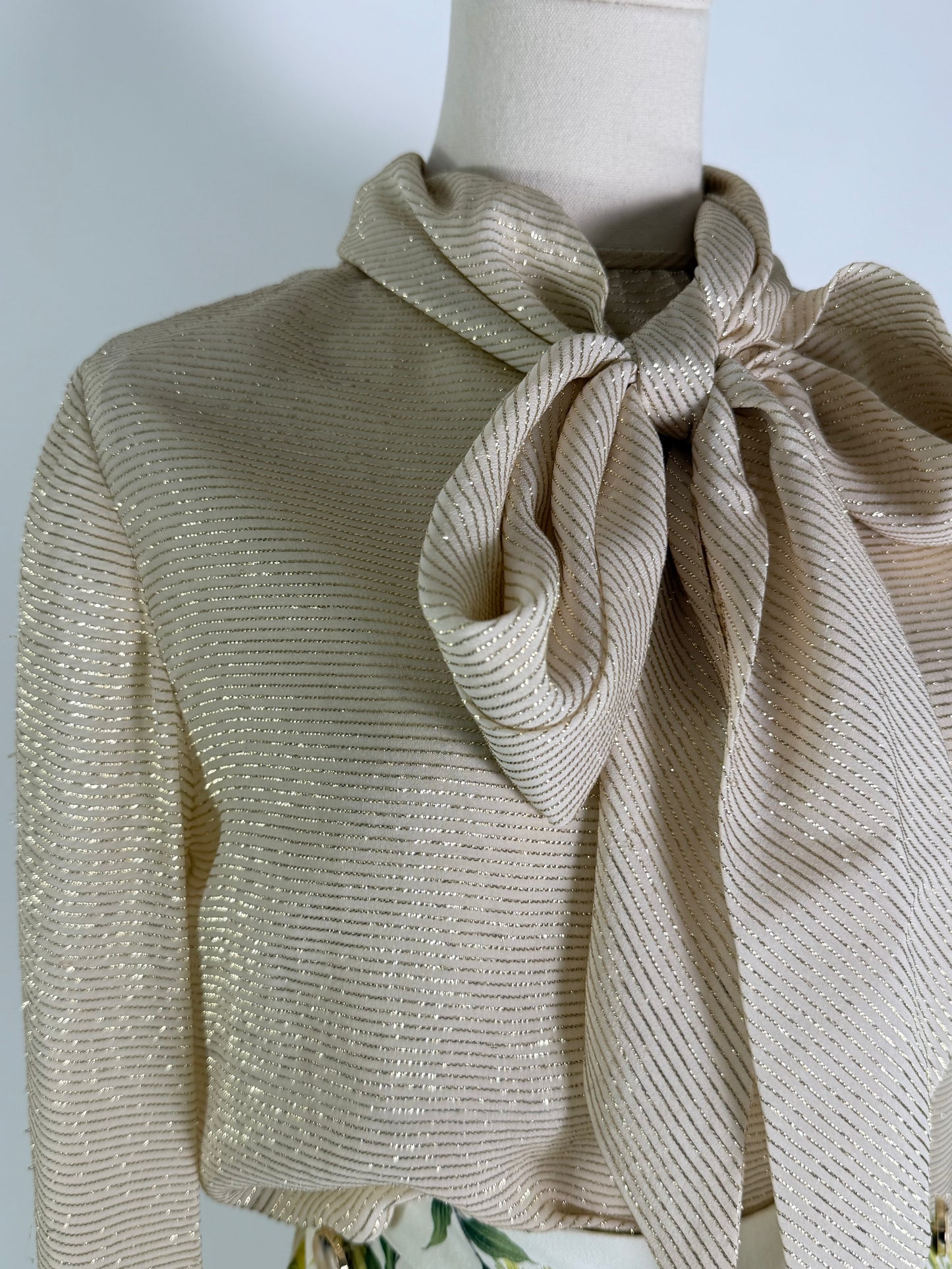 Vintage Button up Blouse with Neck tie