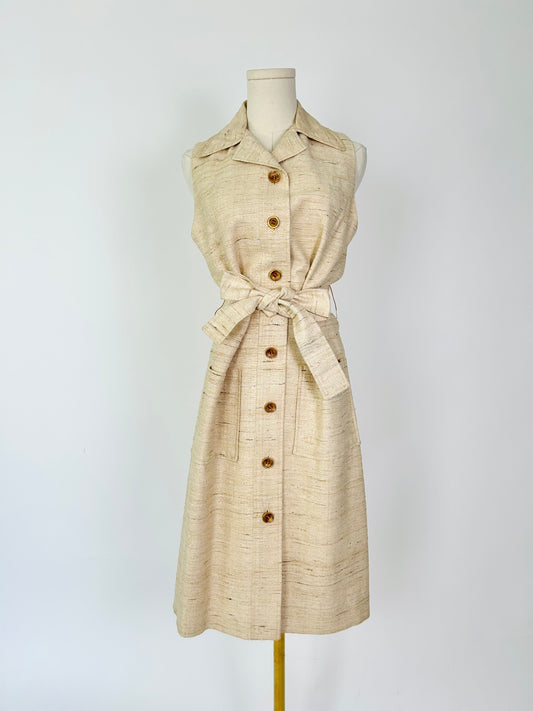 Vintage Bonwit Teller Woven Natural Dress