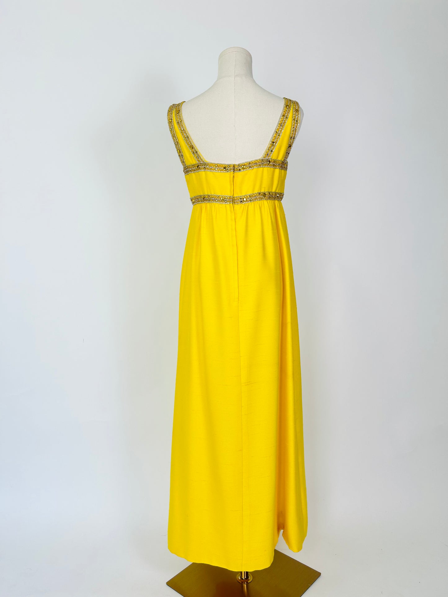 Vintage 1960s Yellow Raw Silk maxi Dress