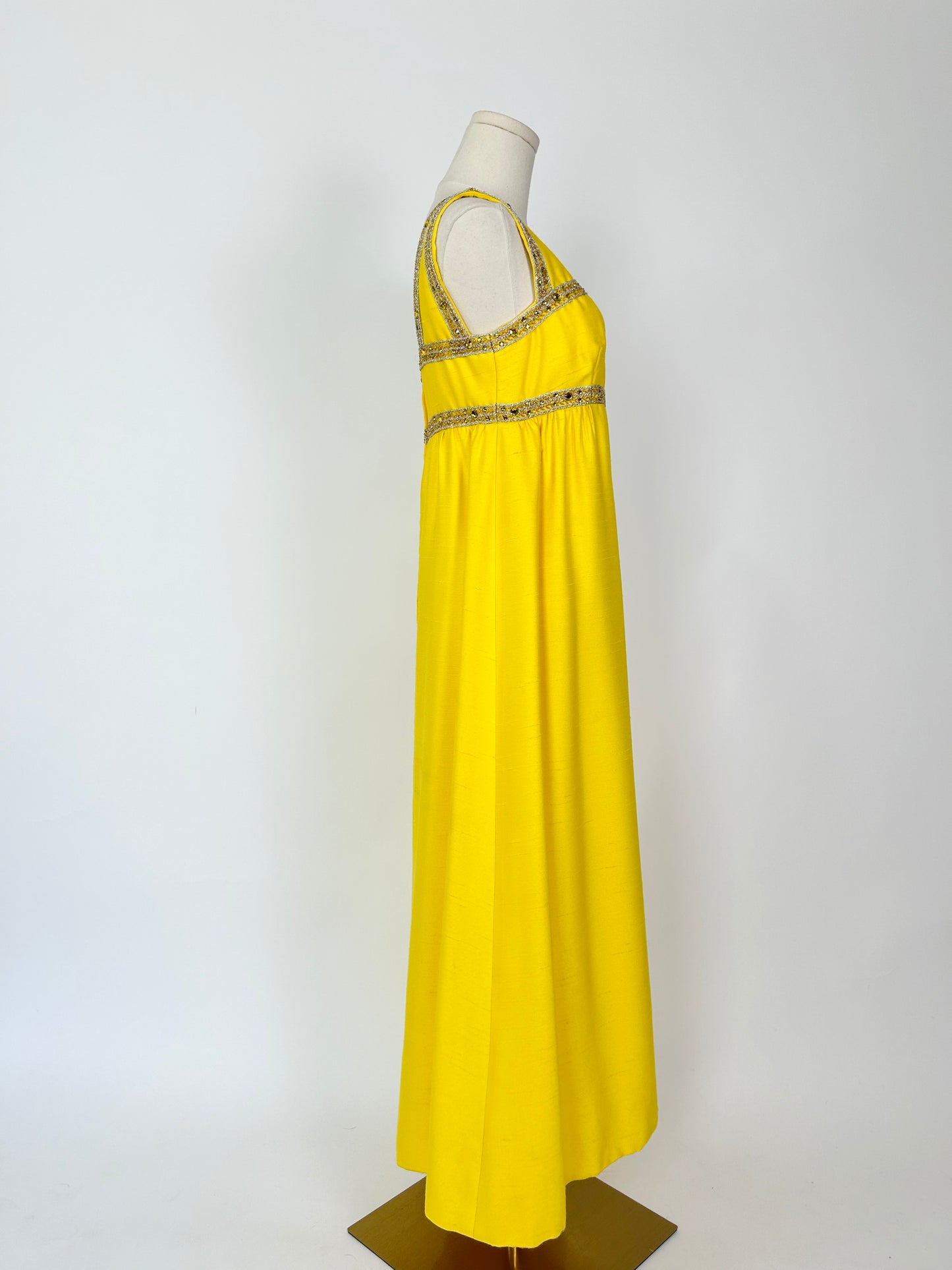 Vintage 1960s Yellow Raw Silk maxi Dress