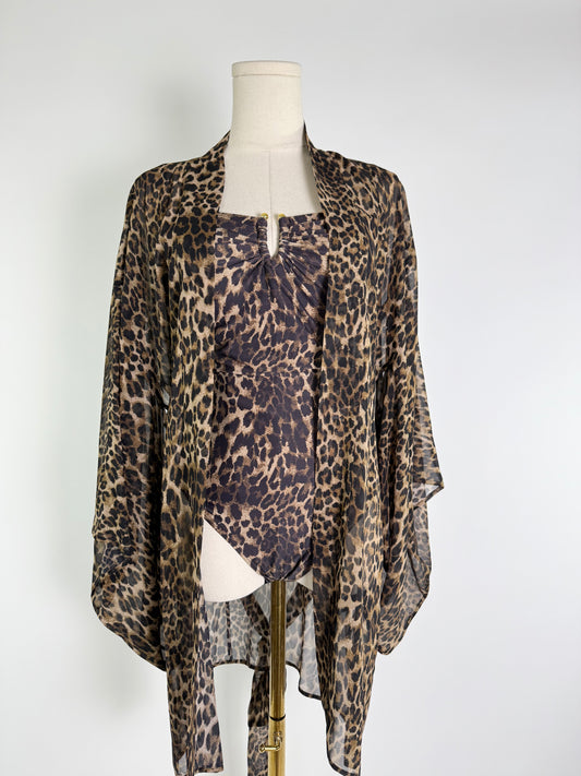 Nili Lotan Long Sleeve Leopard Print Kimono