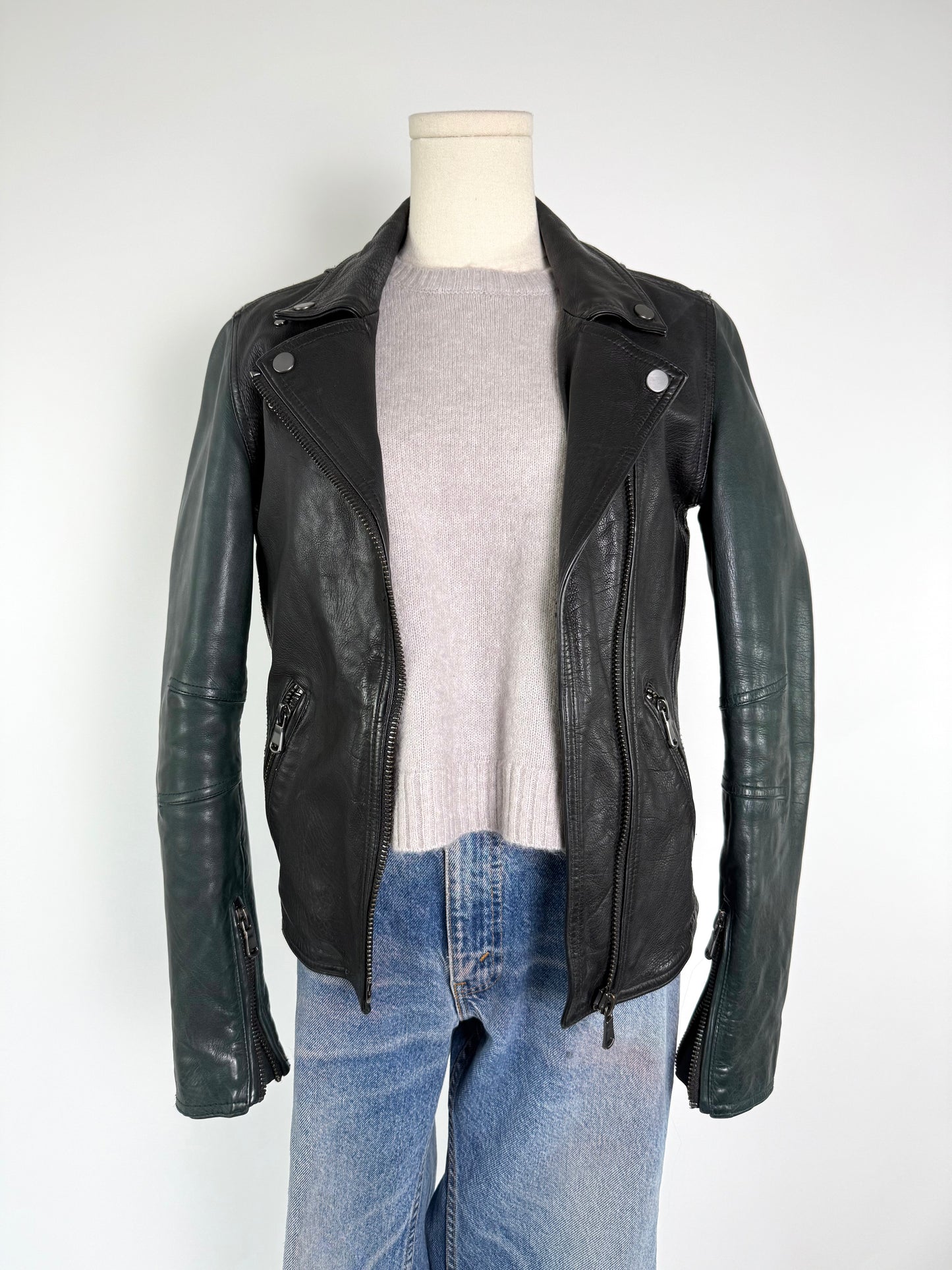 Baldwin Black & Green Leather Jacket