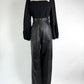 Vintage Black Pleated High Waisted Leather Pants