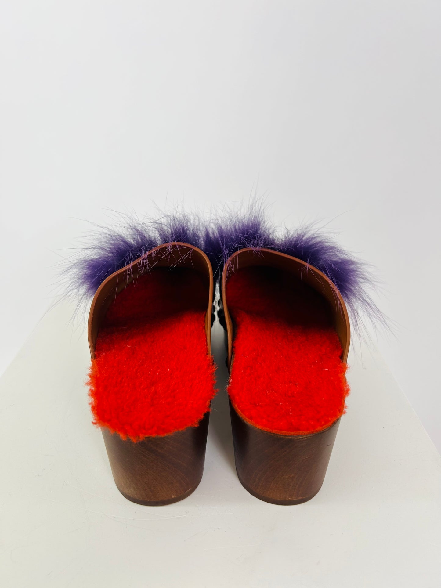 Fendi Fur Clogs Square Eye