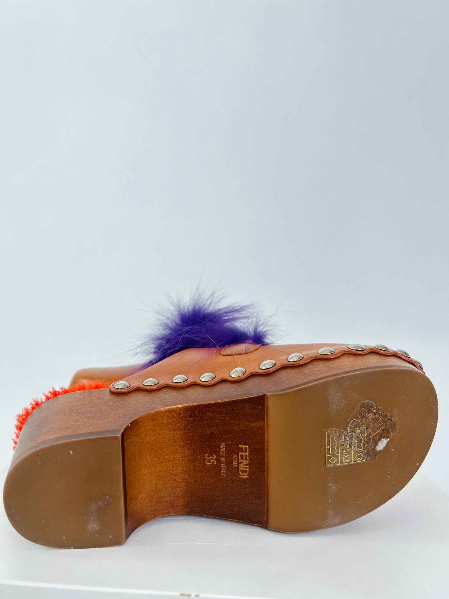 Fendi Fur Clogs Square Eye