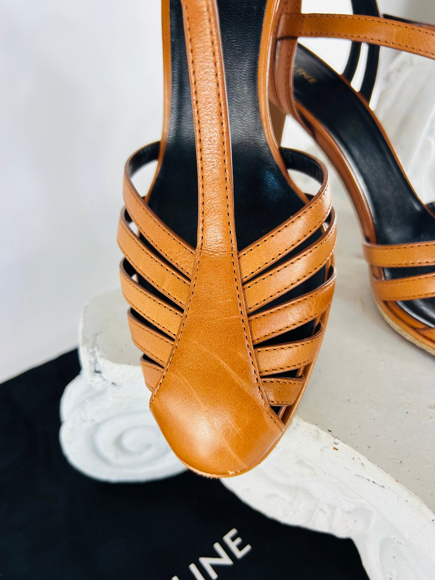 Celine T Strap Leather Heel