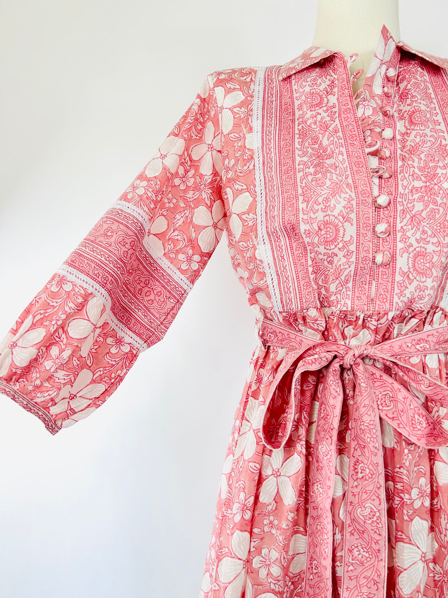 Indian Hand Printed Dress in Pink