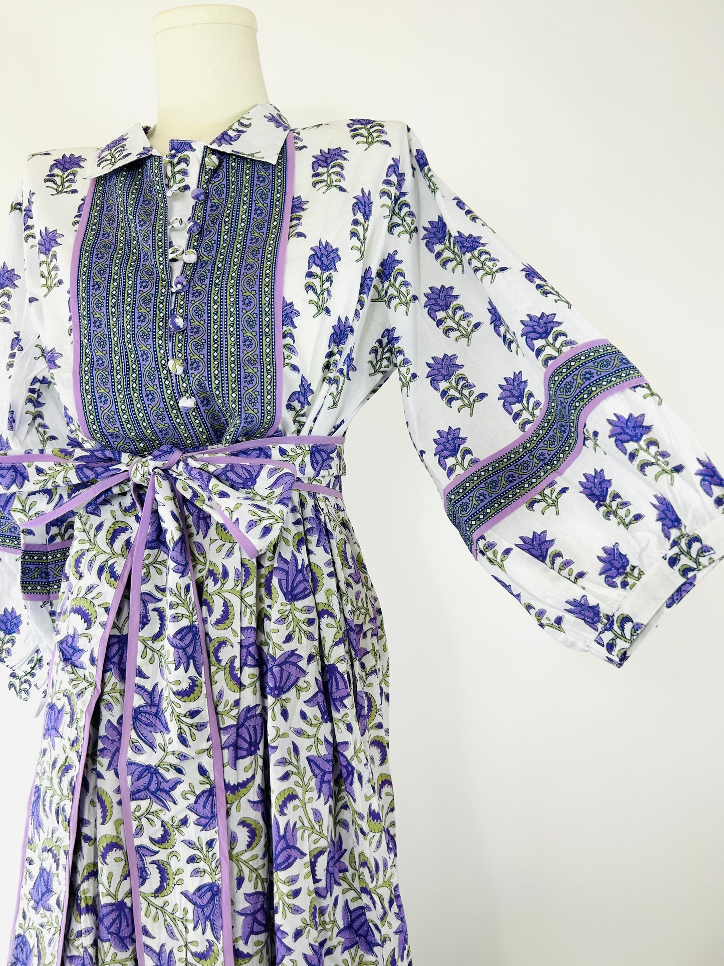 Indian Hand Printed Dress in Purple