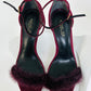 Rachel Zoe Maroon Suede Fur Heels