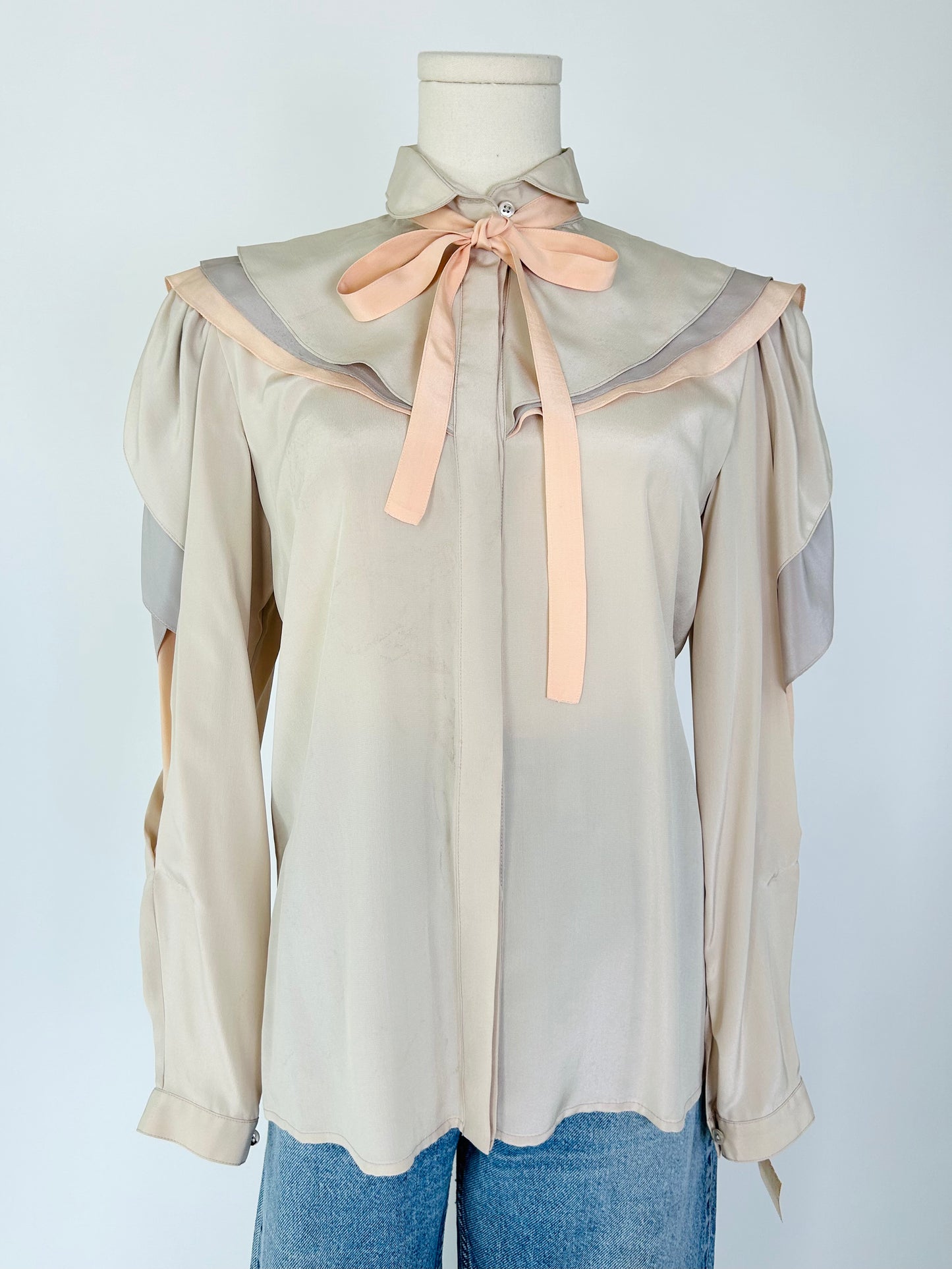 Vintage Jerri Sherman Blush Silk Top Deadstock