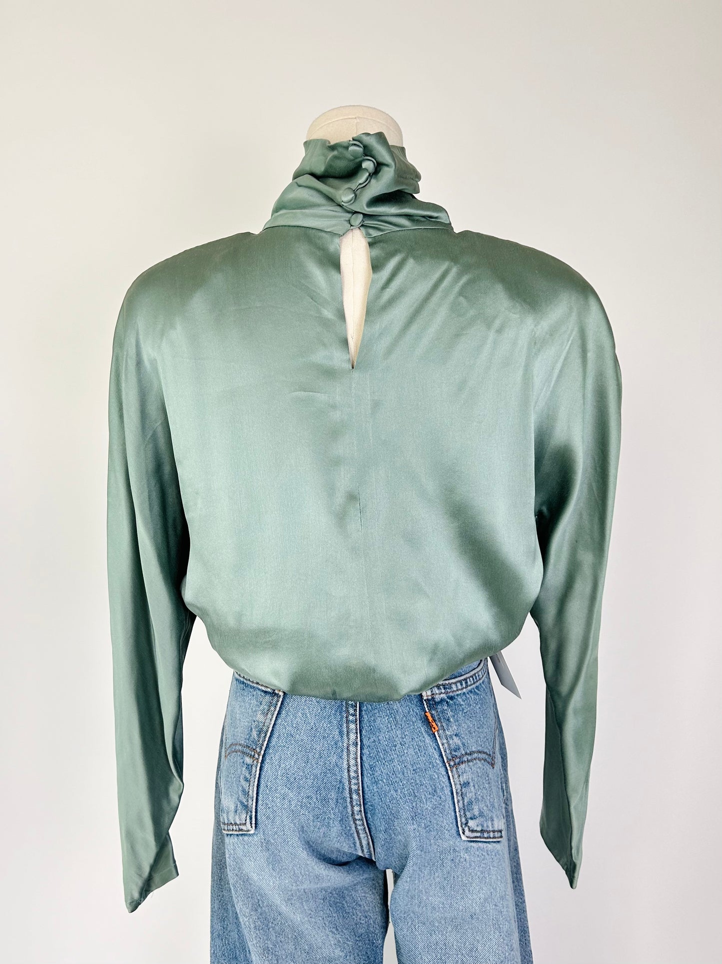 Vintage Ellen Tracy Sage Silk Turtleneck Top