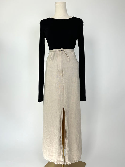 Vintage Linen Maxi Skirt with Slit