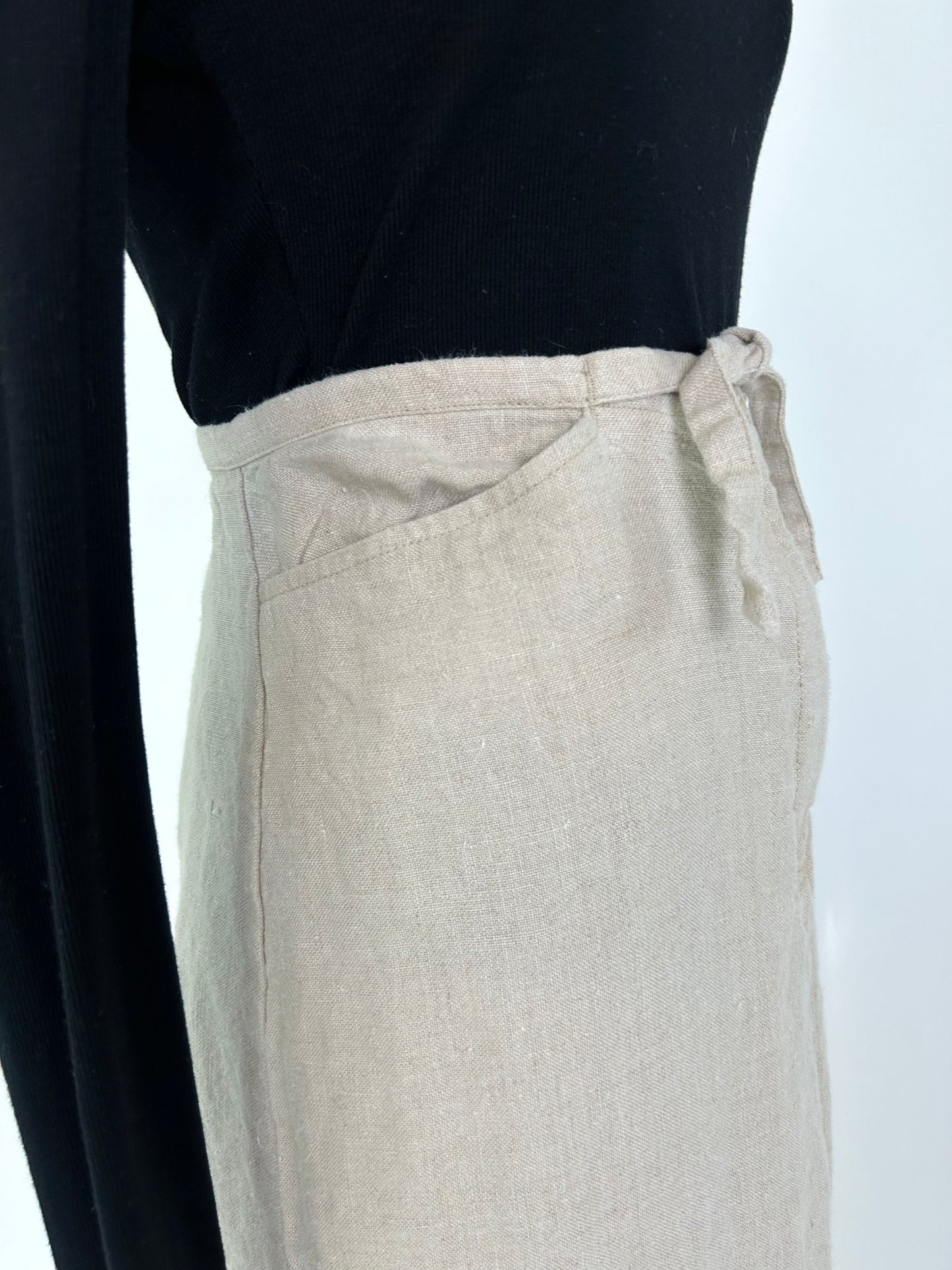 Vintage Linen Maxi Skirt with Slit