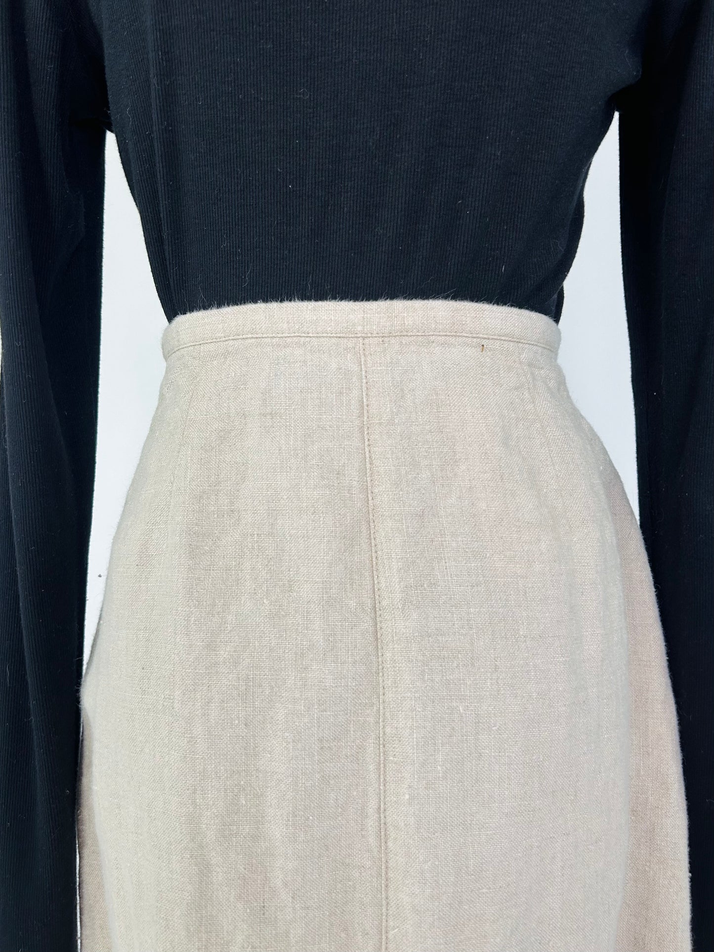 Vintage Linen Maxi Skirt with Slit