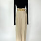 Vintage Linen Pleated Natural Trousers with Relaxed Weave