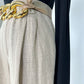 Vintage Linen Pleated Natural Trousers with Relaxed Weave