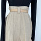 Vintage Linen Pleated Natural Trousers with Relaxed Weave