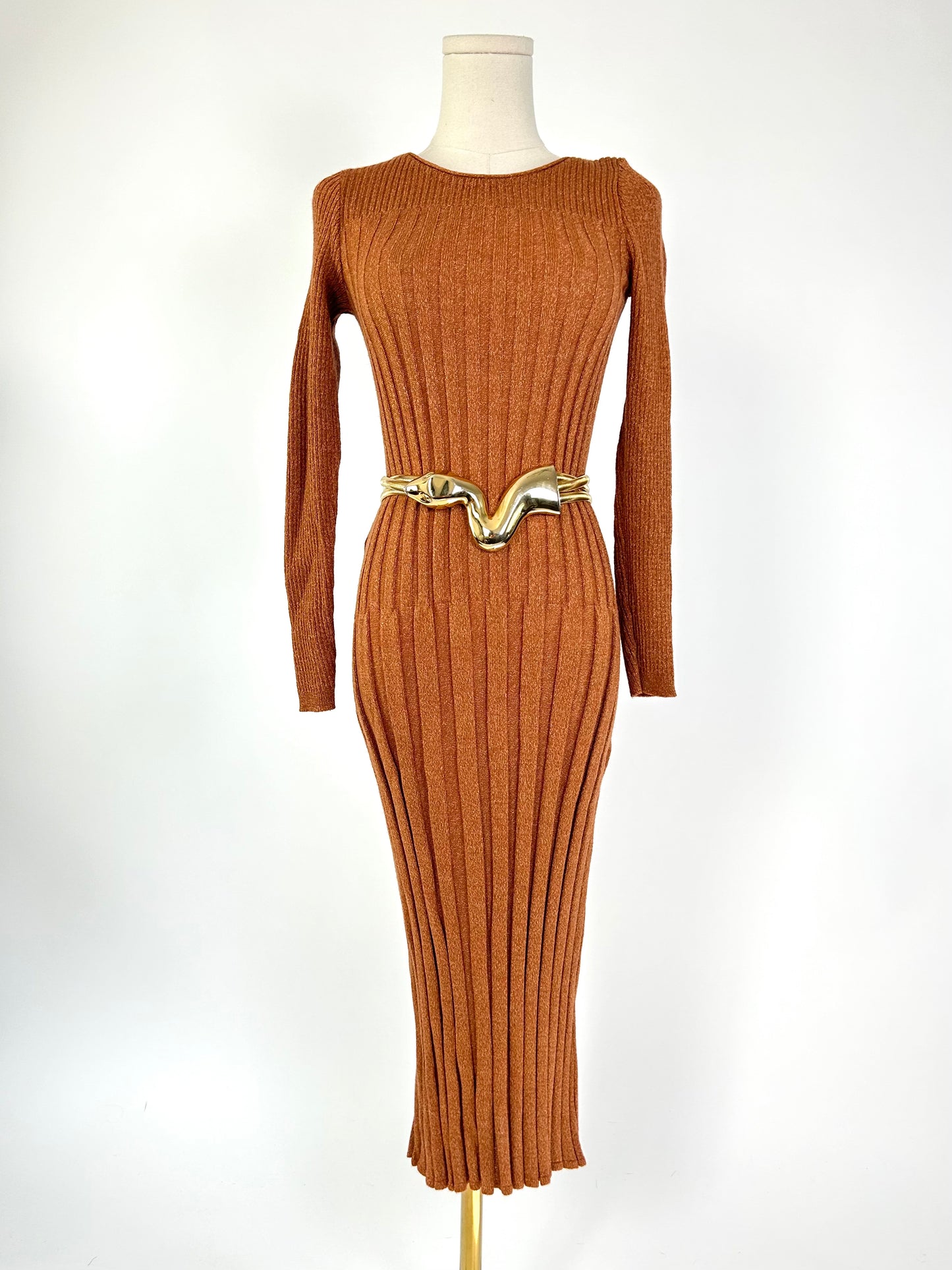 Vintage Venice Midi Terra Cotta Sweater Dress