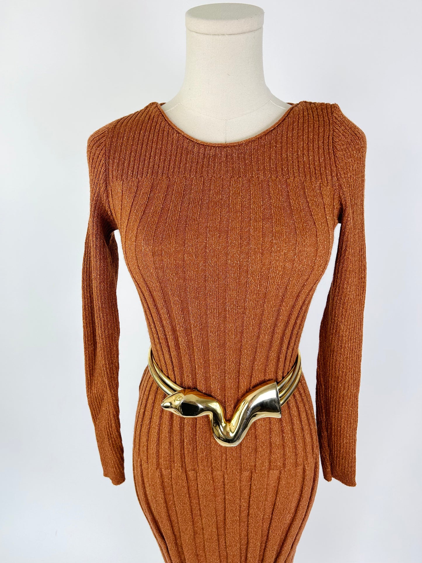 Vintage Venice Midi Terra Cotta Sweater Dress