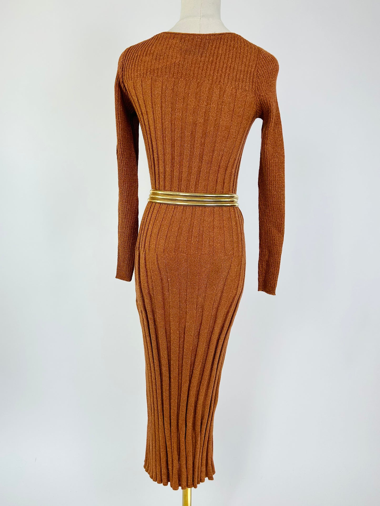 Vintage Venice Midi Terra Cotta Sweater Dress