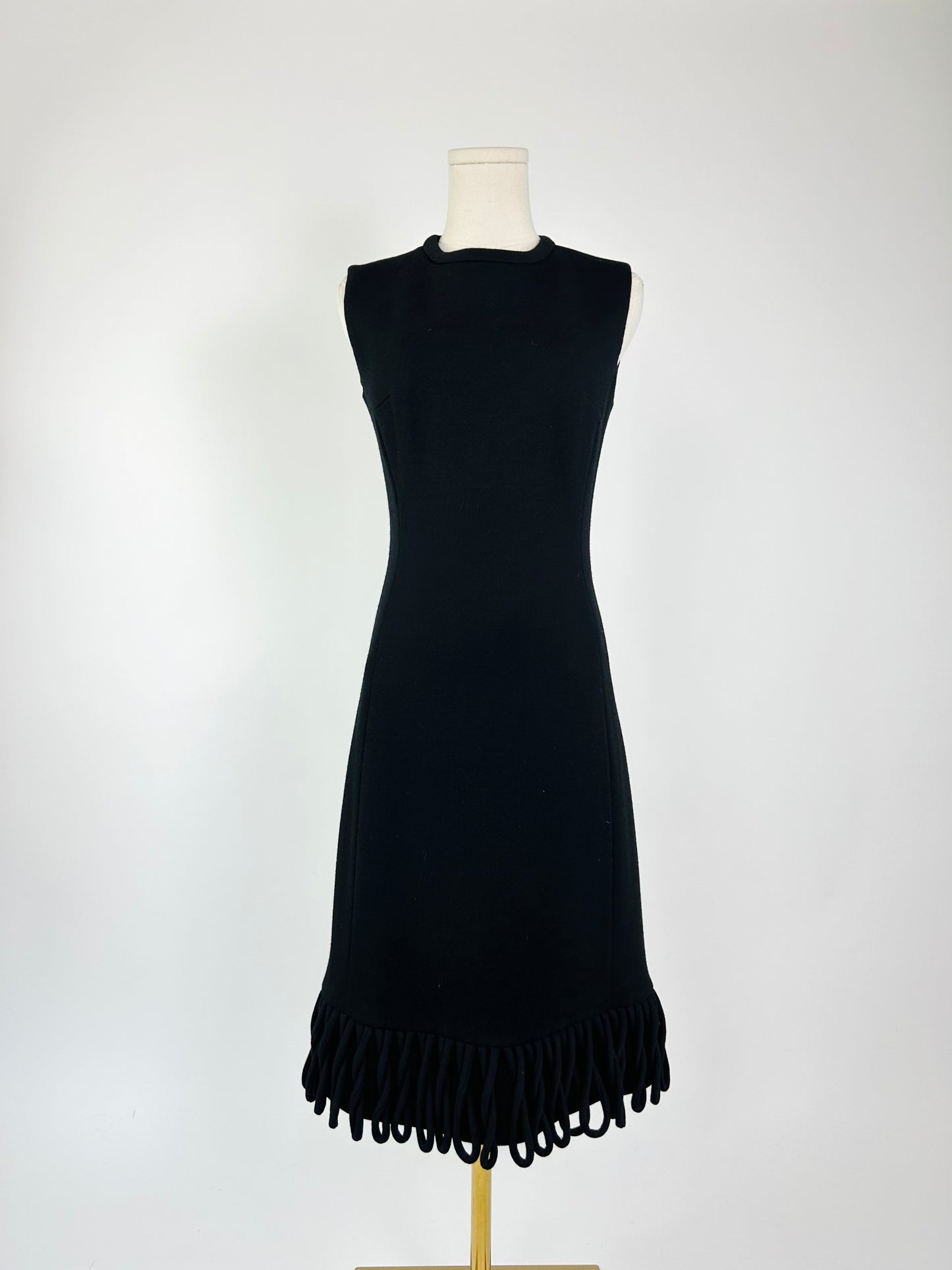 Vintage Wool Midi Dress With Loops Trim