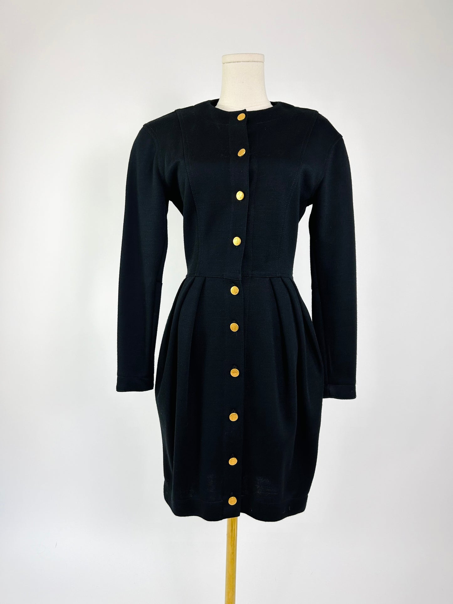 Vintage Grith Gerner Black Dress with Gold Buttons