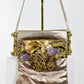 Vintage Bronze Leather, Brass, and Amethyst Bag