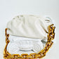 Bottega Veneta White Bag with Gold Chain