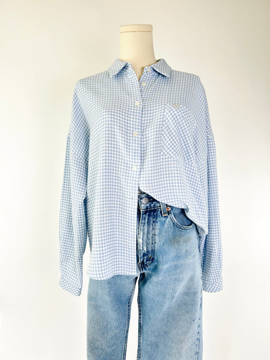 FRNCH Blue and White Check Top
