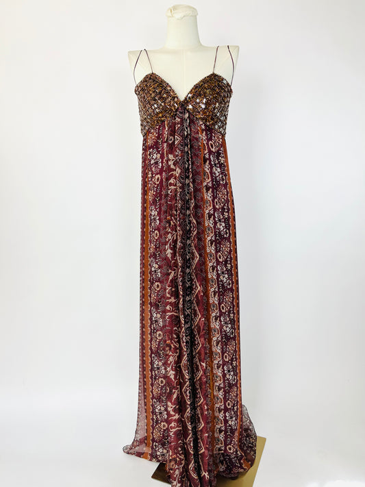 Vintage Oscar de la Renta Silk Maxi Dress