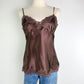 Shu Shu Brown Lace Trim Camy