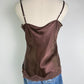 Shu Shu Brown Lace Trim Camy