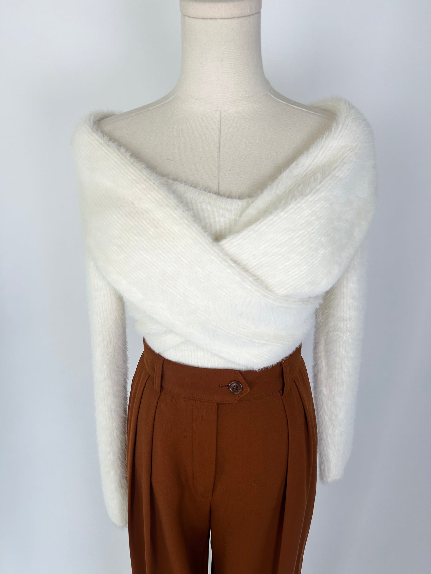 Jonathan Simkhai Cream Cross Over Sweater