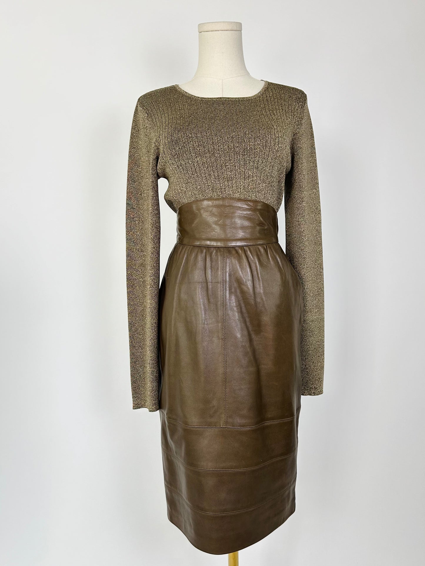 Vintage Escada Brown Leather Skirt