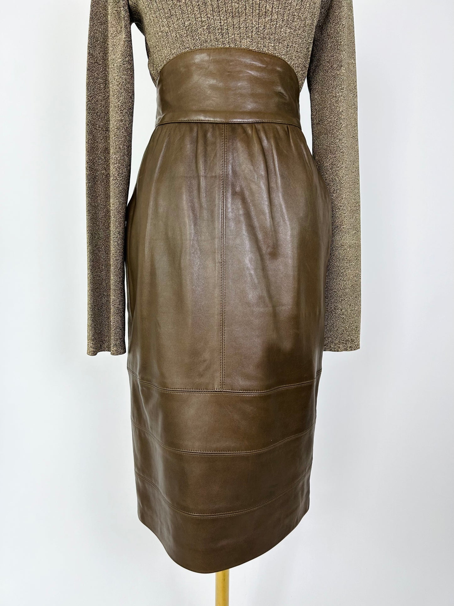 Vintage Escada Brown Leather Skirt