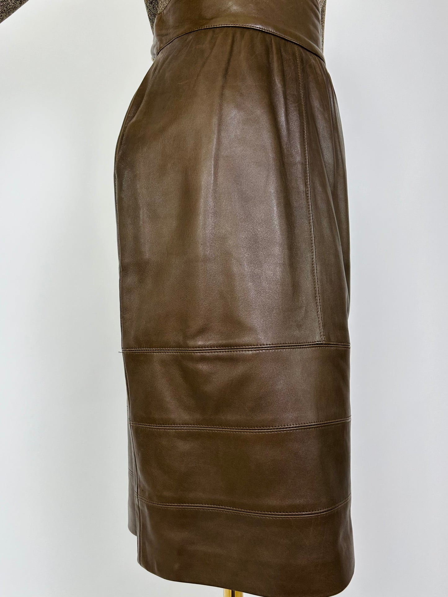 Vintage Escada Brown Leather Skirt