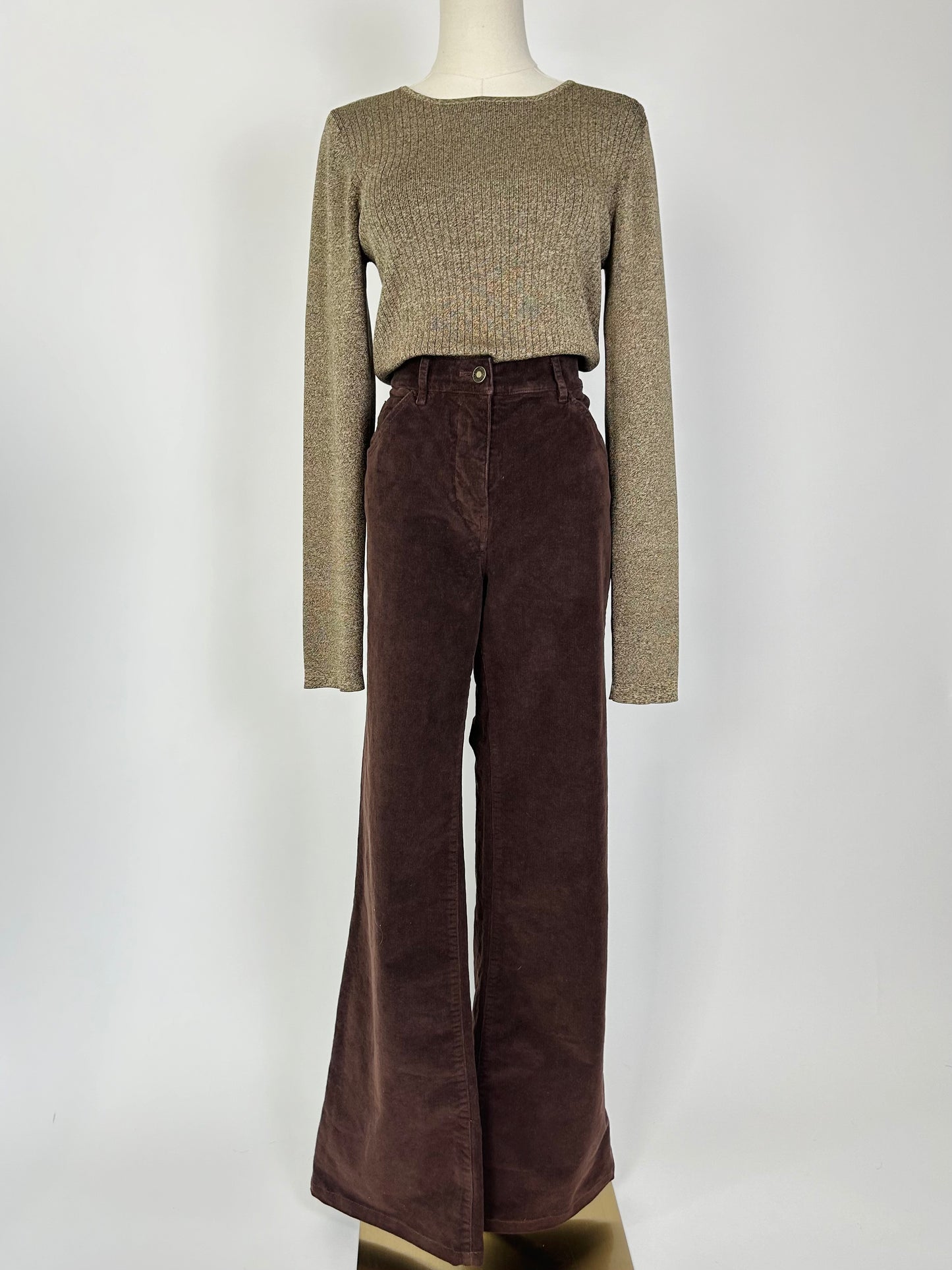 Nili Lotan Brown Corduroy Wide Leg